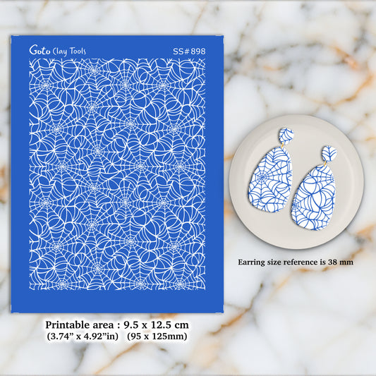 Spider Web Silkscreen for Polymer Clay Earring making, Clay Stencils, Clay Earring Silkscreen, Polymer Clay Supplies SS#898