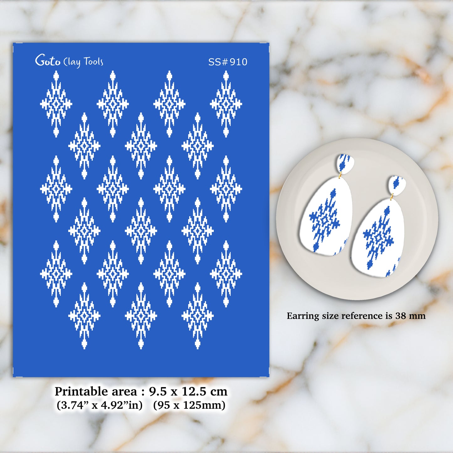 Indian Silkscreen for Polymer Clay Earring making, Clay Stencils, Clay Earring Silkscreen, Polymer Clay Supplies SS#910