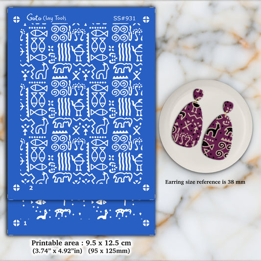 2 layers Indian style Silkscreen for Polymer Clay Earring making, Clay Stencils, Clay Earring Silkscreen, Polymer Clay Supplies SS#931