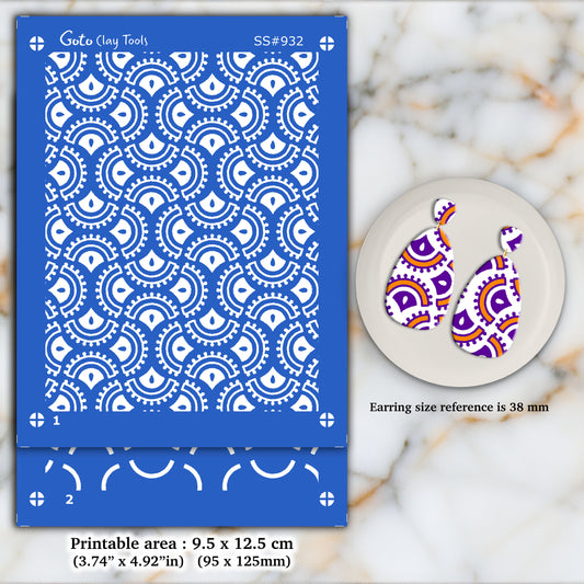 2 layers Indian Silkscreen for Polymer Clay Earring making, Clay Stencils, Clay Earring Silkscreen SS#932
