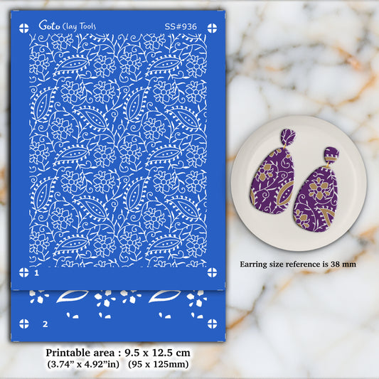 2 layers Indian style Silkscreen for Polymer Clay Earring making, Clay Stencils, Clay Earring Silkscreen, Polymer Clay Supplies SS#936