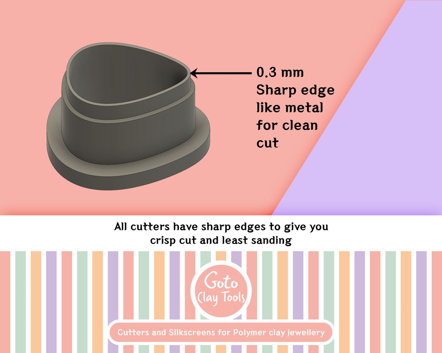 Drop shape cutter, Polymer clay cutter, Clay earring cutters, Polymer clay tools, 3D printed cutters