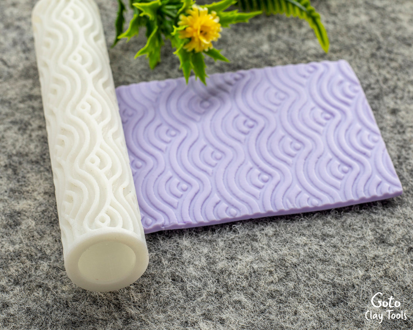 Waves Texture Roller for Polymer Clay: 10cm Pottery Tool