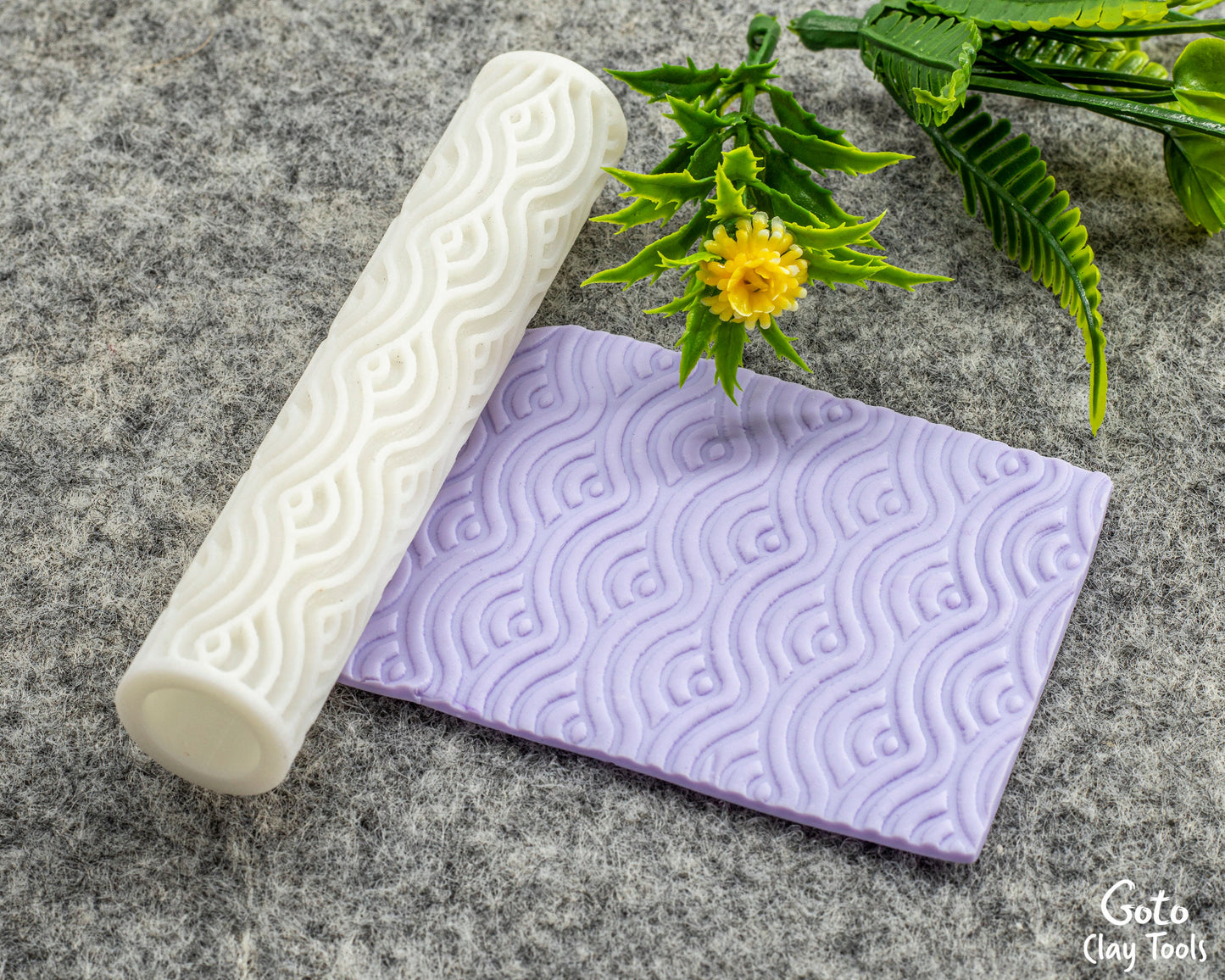 Waves Texture Roller for Polymer Clay: 10cm Pottery Tool