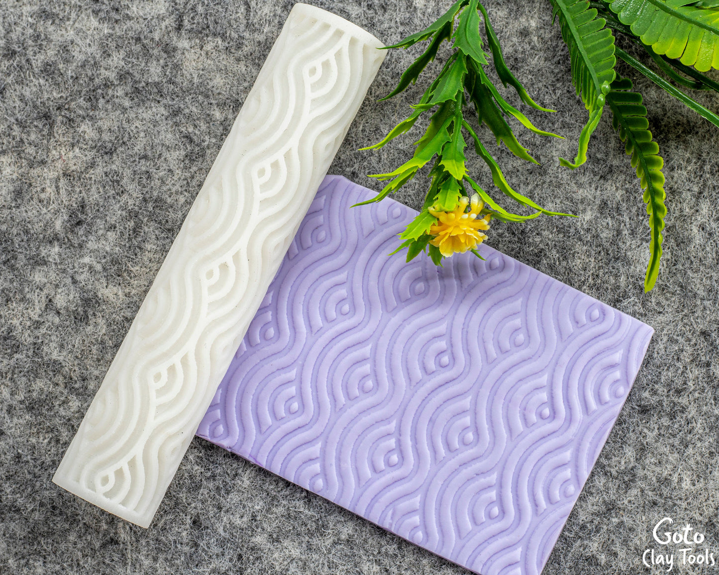 Waves Texture Roller for Polymer Clay: 10cm Pottery Tool
