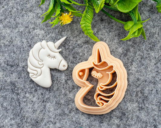 Unicorn Head Cutter, Embossed unicorn Polymer clay cutter, Earring cutter