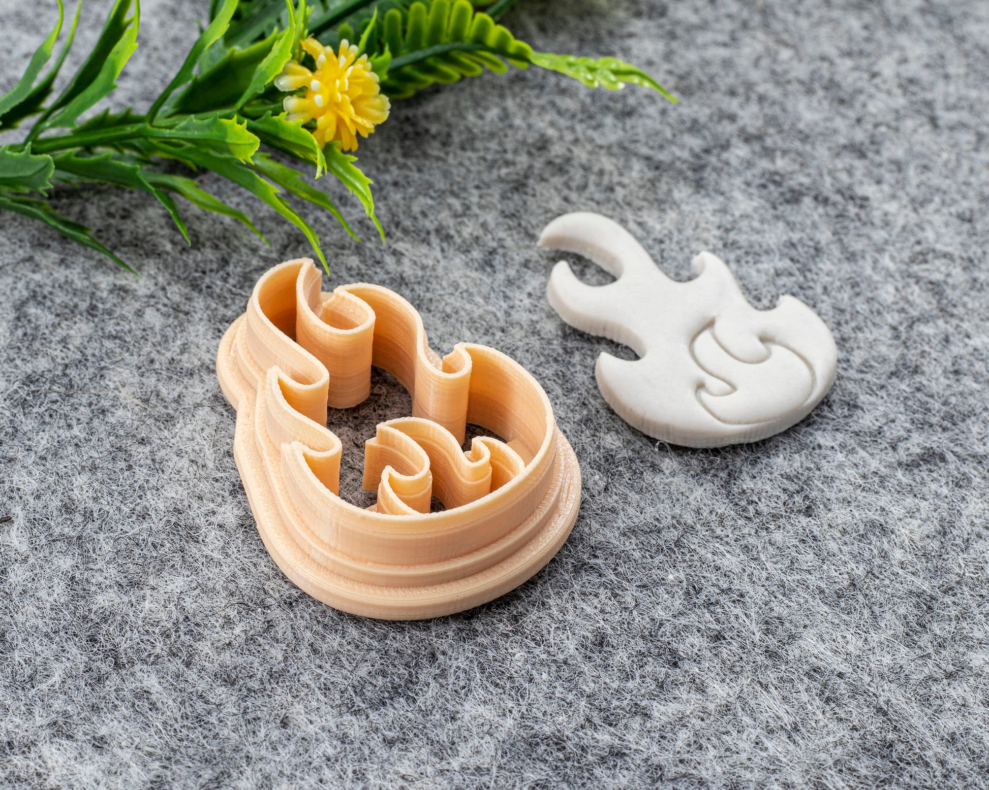 Fire shape ClayCutter, Embossed fire Polymer clay cutter, Earring cutter