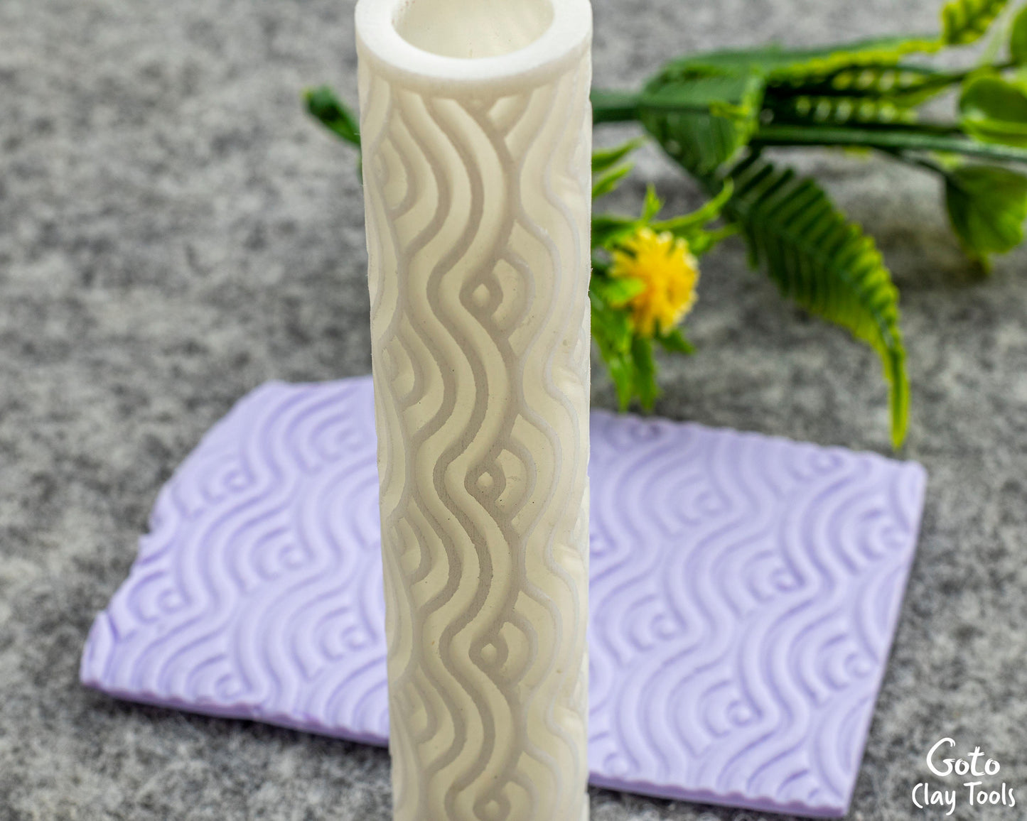 Waves Texture Roller for Polymer Clay: 10cm Pottery Tool