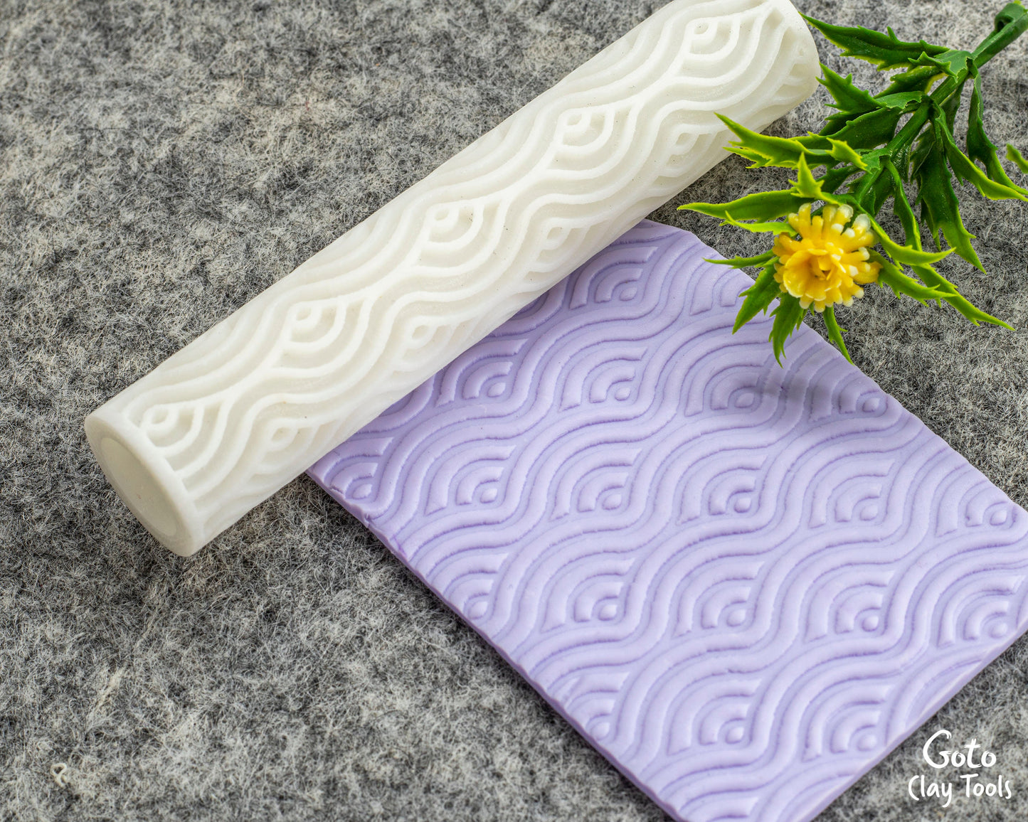 Waves Texture Roller for Polymer Clay: 10cm Pottery Tool