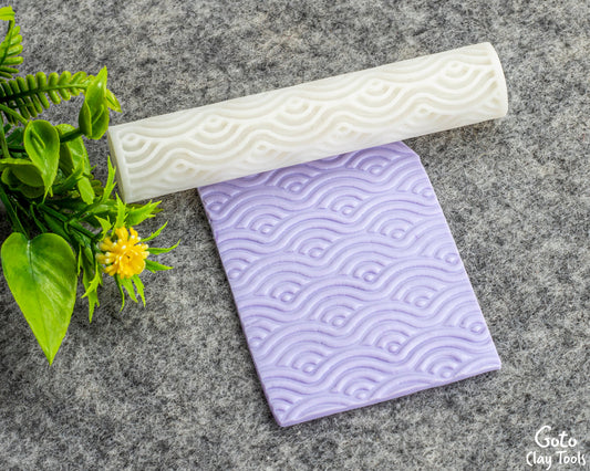 Waves Texture Roller for Polymer Clay: 10cm Pottery Tool