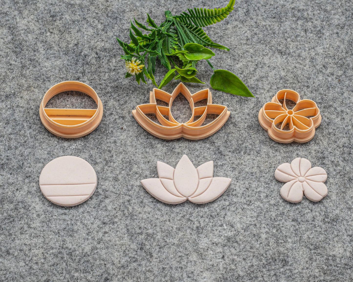 Embossed Polymer Clay Earring Cutters: Lotus, Flower, Circle - 3D Printed. #629