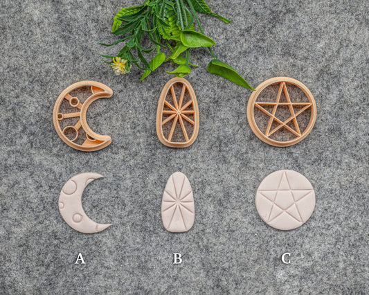 Moon, Star Polymer Clay Cutters: 3D Printed Earring Tools #627
