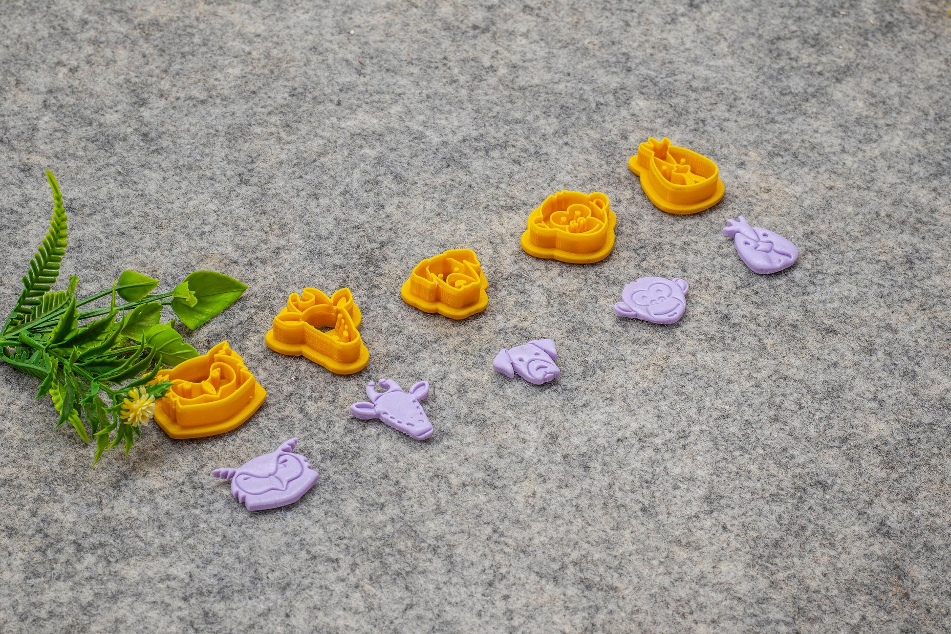 Animal Face Polymer Clay Cutters: Lion, Tiger, Fox, Cat, Panda