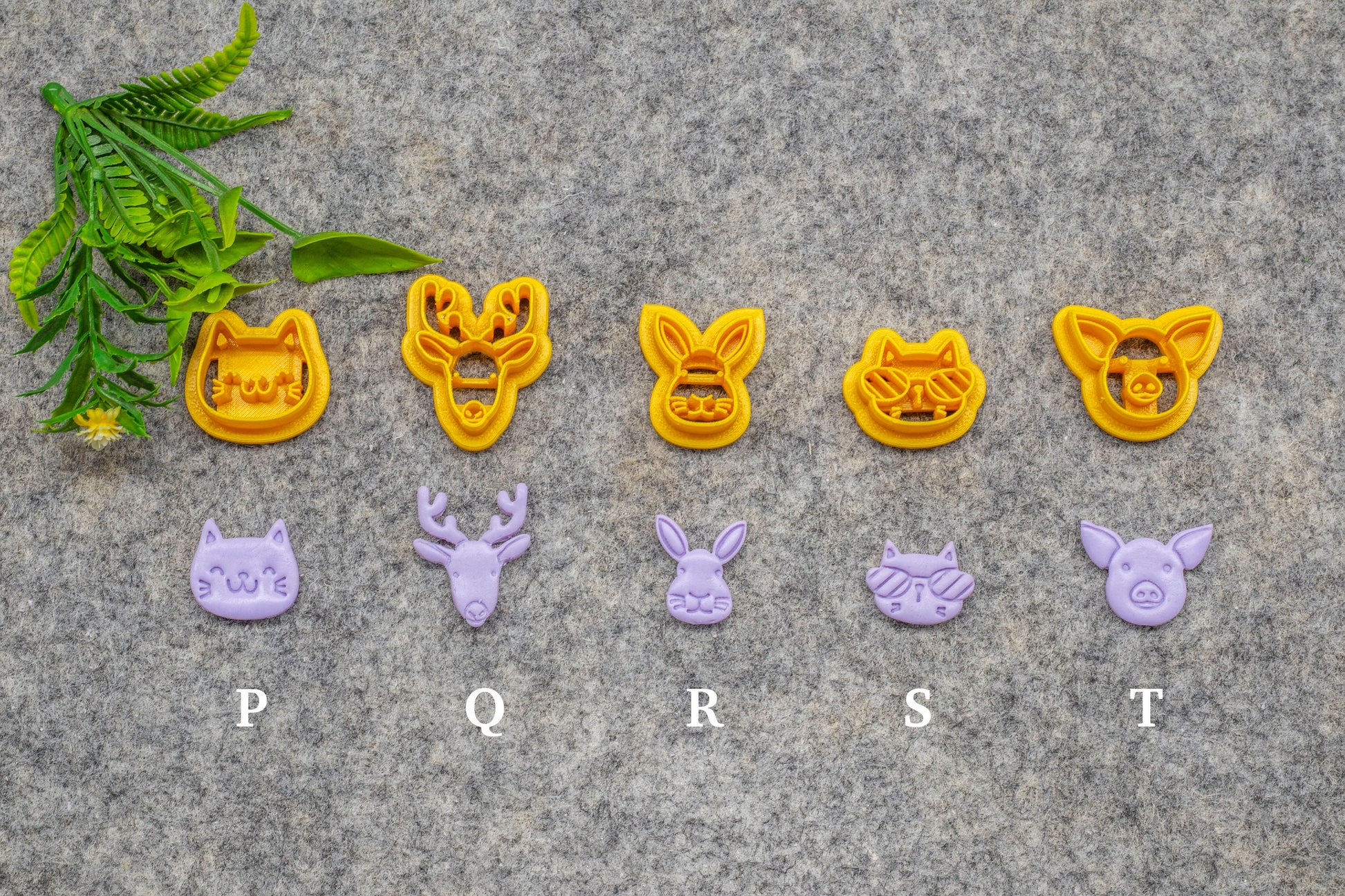 Animal Face Polymer Clay Cutters: Lion, Tiger, Fox, Cat, Panda