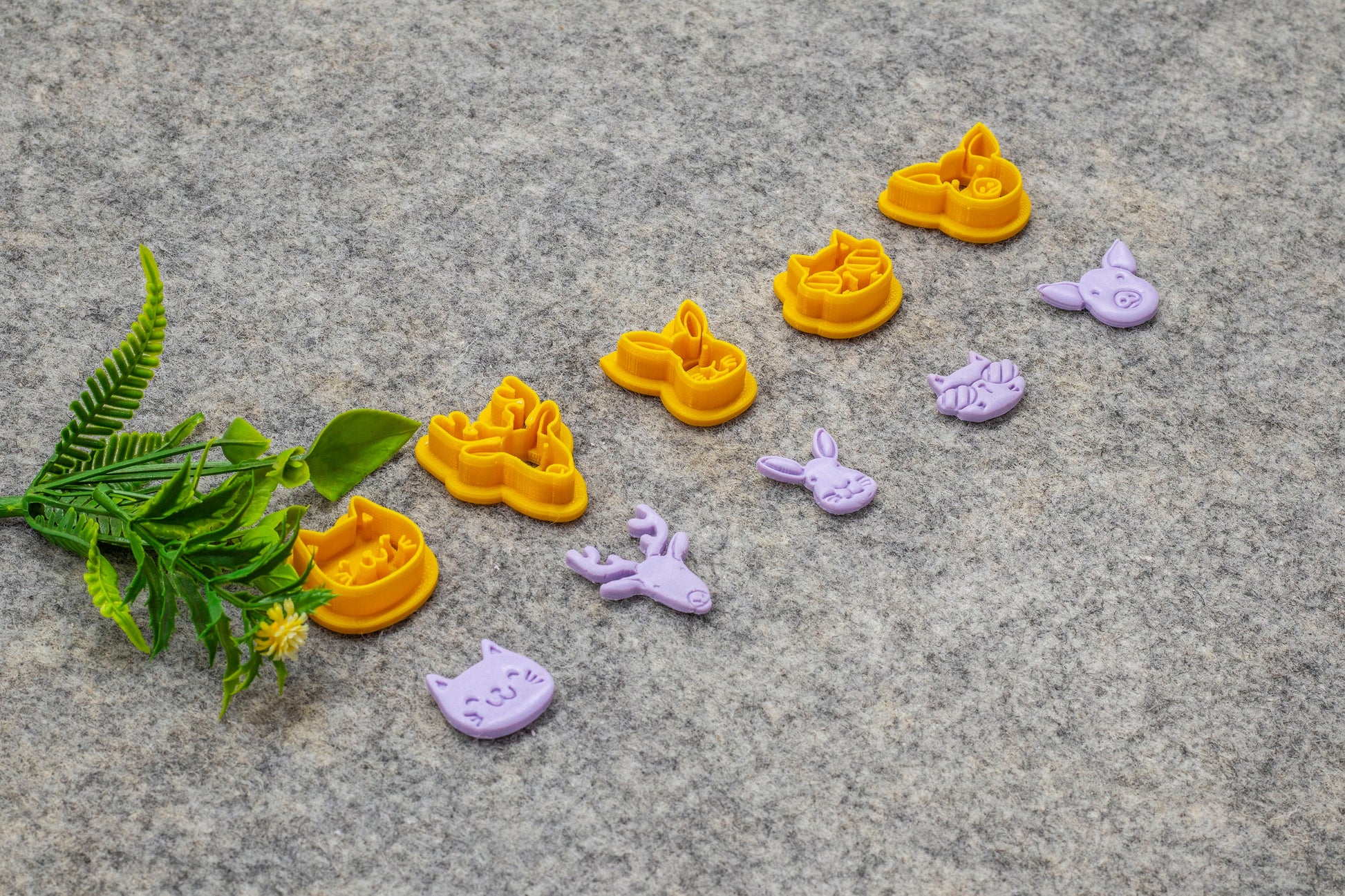 Animal Face Polymer Clay Cutters: Lion, Tiger, Fox, Cat, Panda