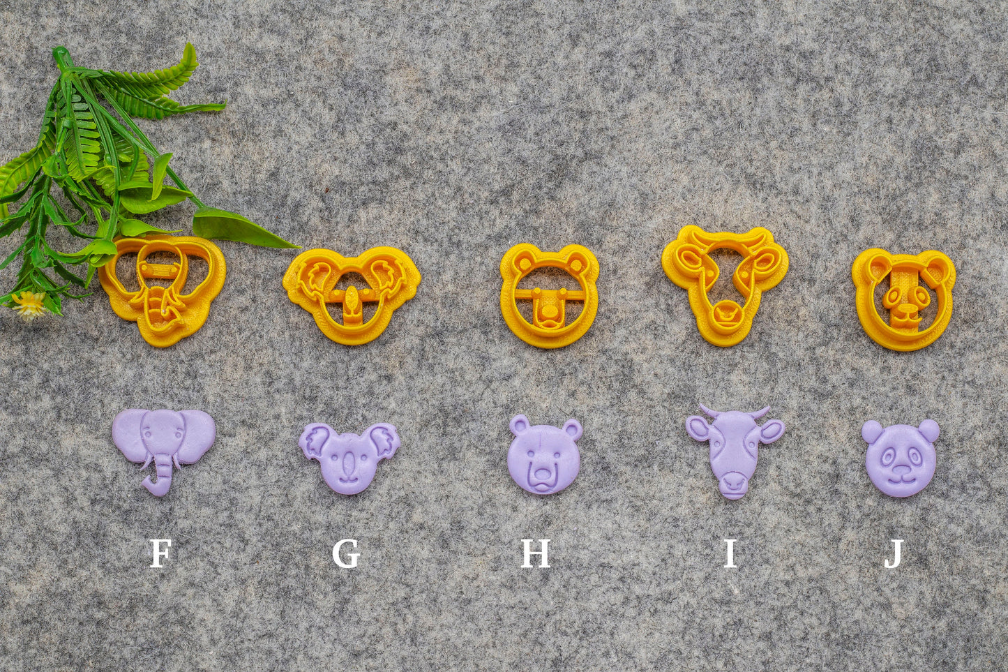 Animal Face Polymer Clay Cutters: Lion, Tiger, Fox, Cat, Panda