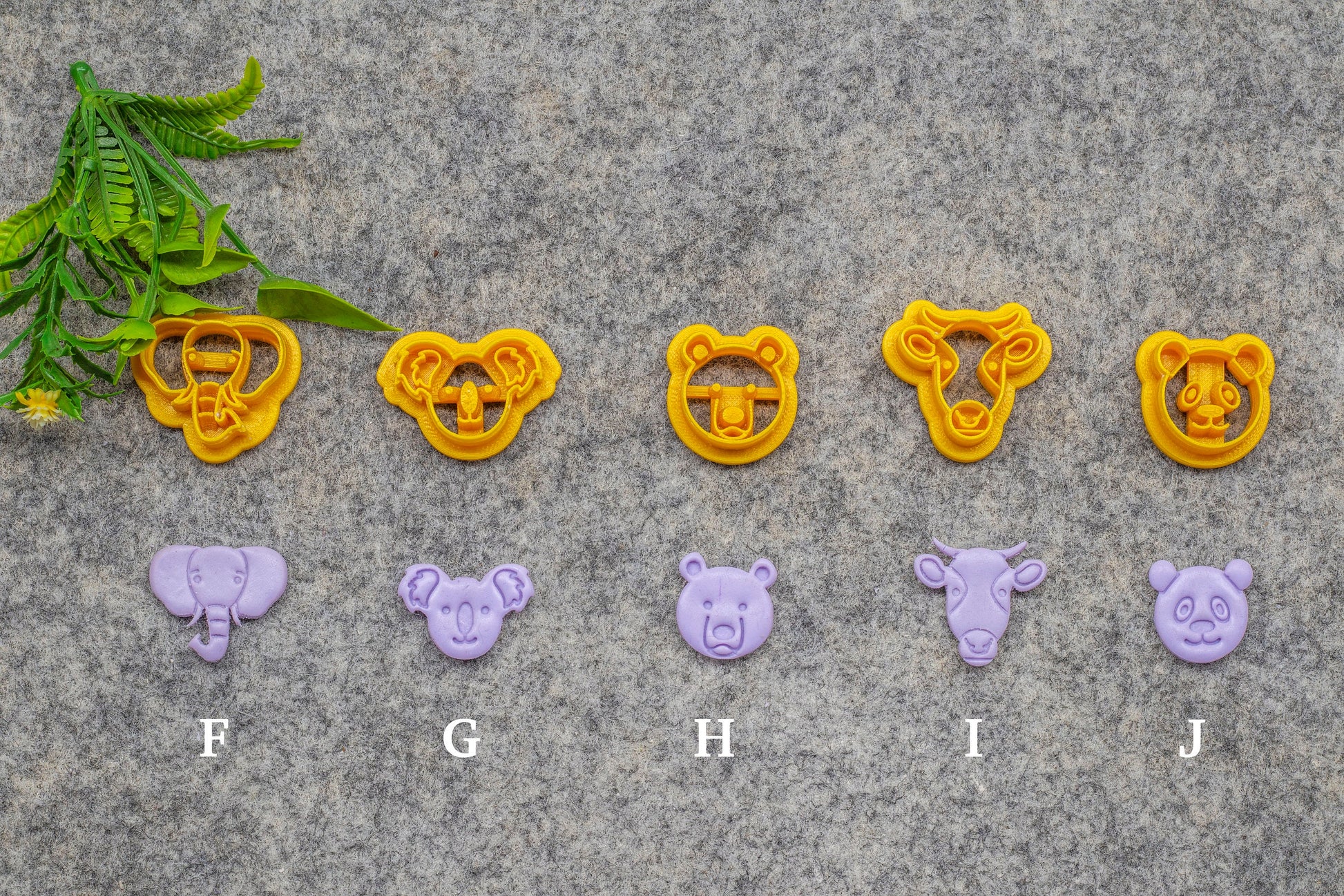 Animal Face Polymer Clay Cutters: Lion, Tiger, Fox, Cat, Panda