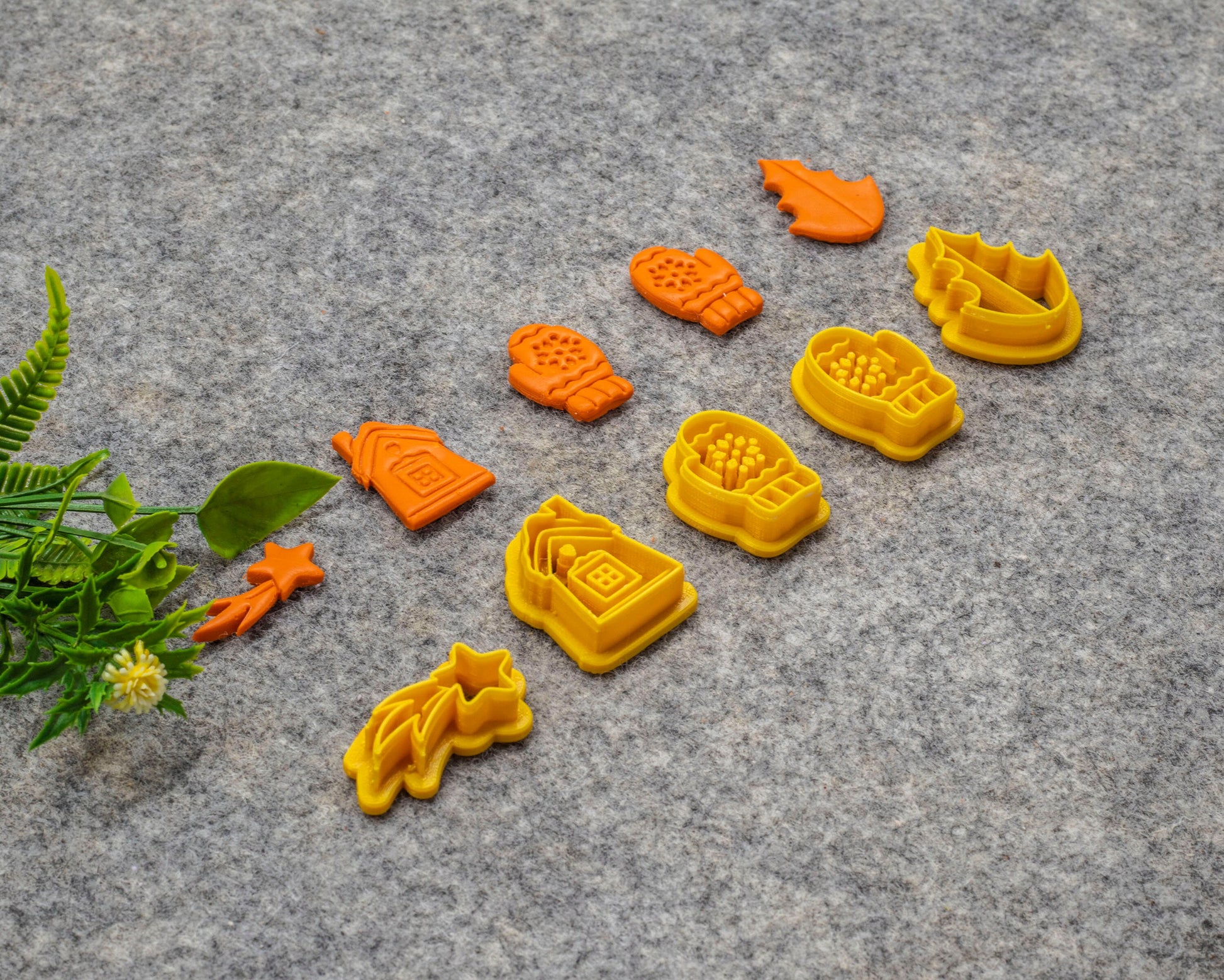 Christmas Shooting Star Snowy home Gloves Leaf shape Polymer clay cutter, Clay earring cutters, Polymer clay tools, 3D printed cutters