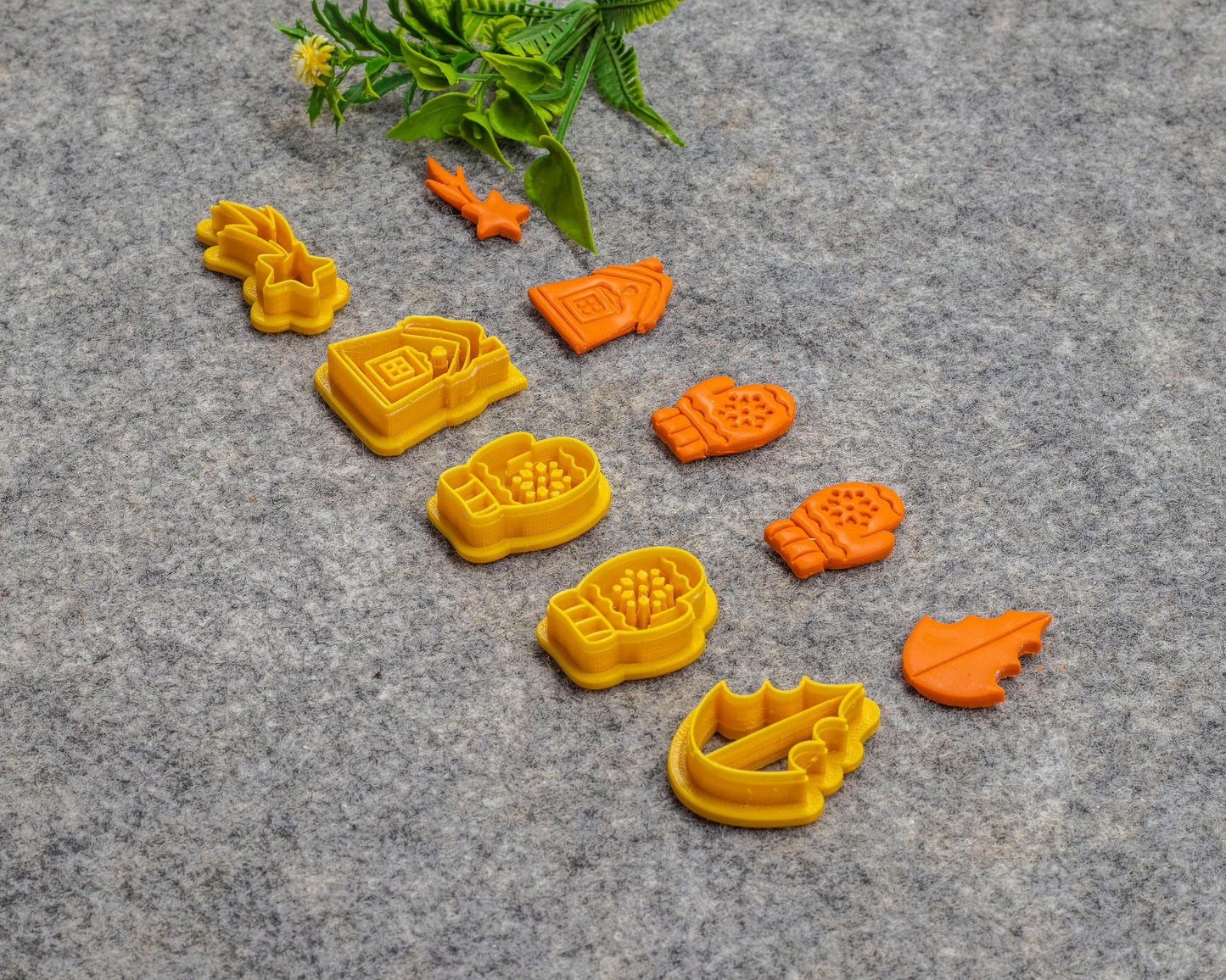 Christmas Shooting Star Snowy home Gloves Leaf shape Polymer clay cutter, Clay earring cutters, Polymer clay tools, 3D printed cutters