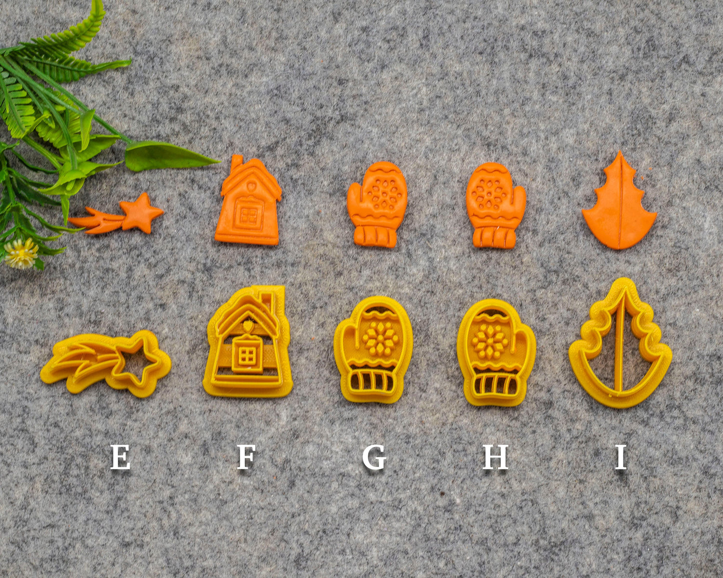 Christmas Shooting Star Snowy home Gloves Leaf shape Polymer clay cutter, Clay earring cutters, Polymer clay tools, 3D printed cutters