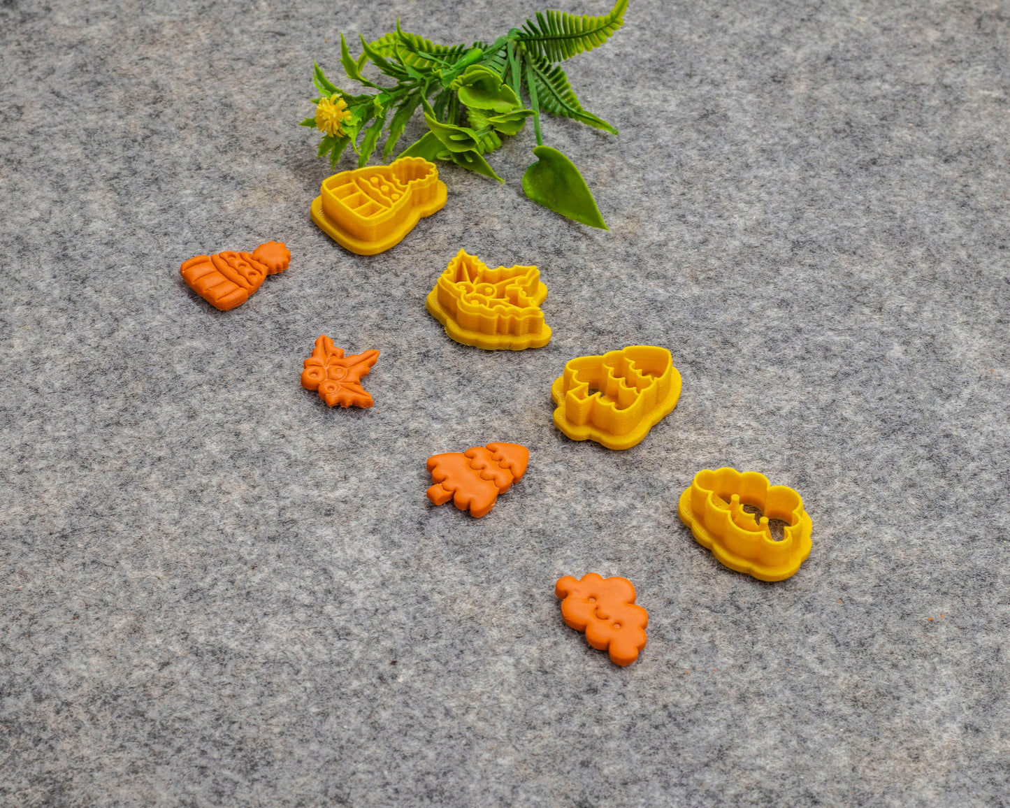 Christmas Polymer Clay Cutters: Tree, Cloud, Leaf, Cap (3D Printed)