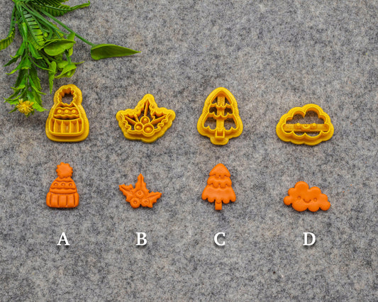 Christmas Cap Leaf Christmas tree Cloud shape Polymer clay cutter, Clay earring cutters, Polymer clay tools, 3D printed cutters