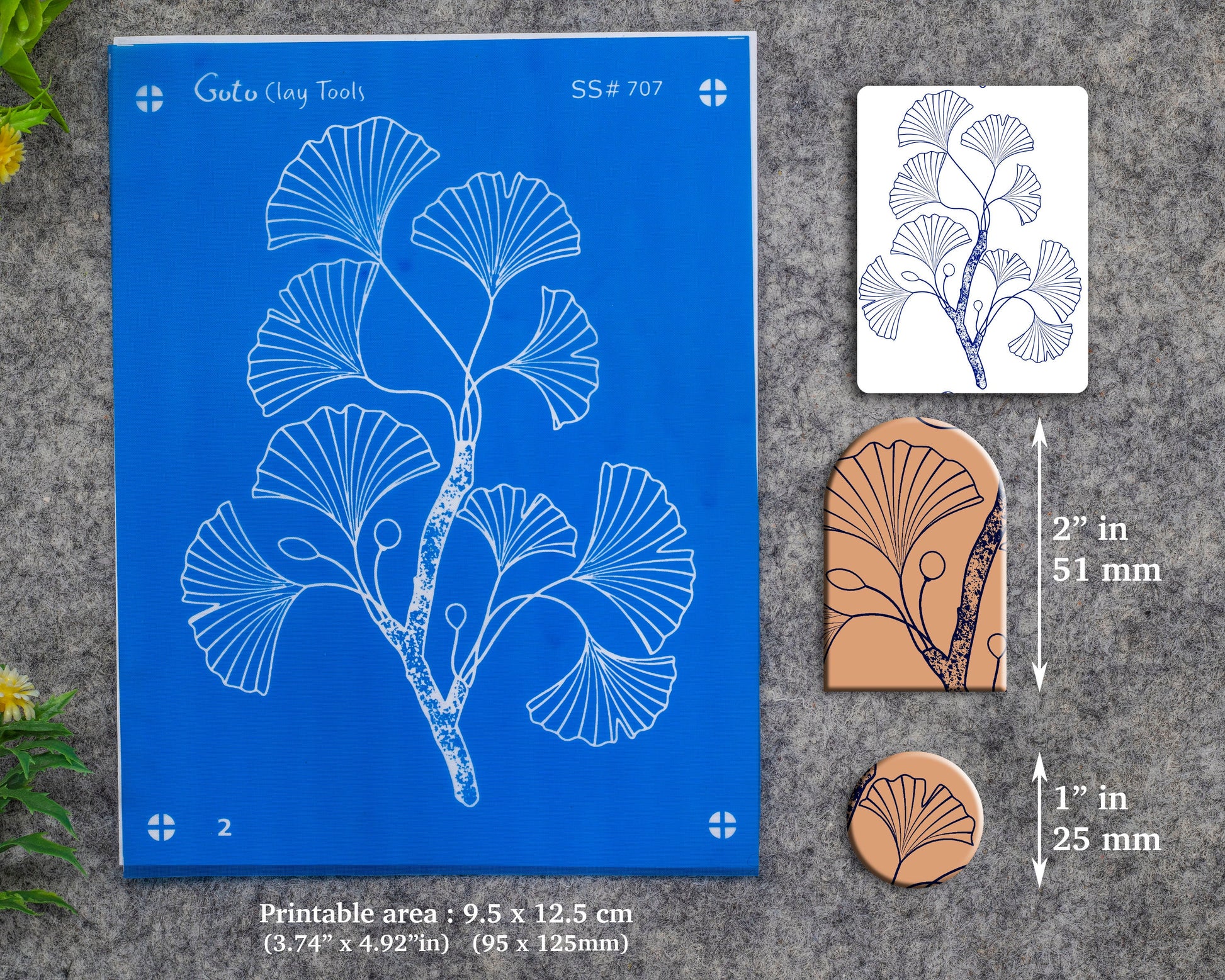 Gingko Leaf Silkscreen for Polymer Clay Earrings: Stencil for Jewelry Making SS#707