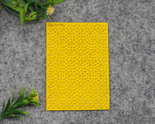 Heart Texture Mat for Polymer Clay Jewelry: Rubber Tile (74mm X 105mm)