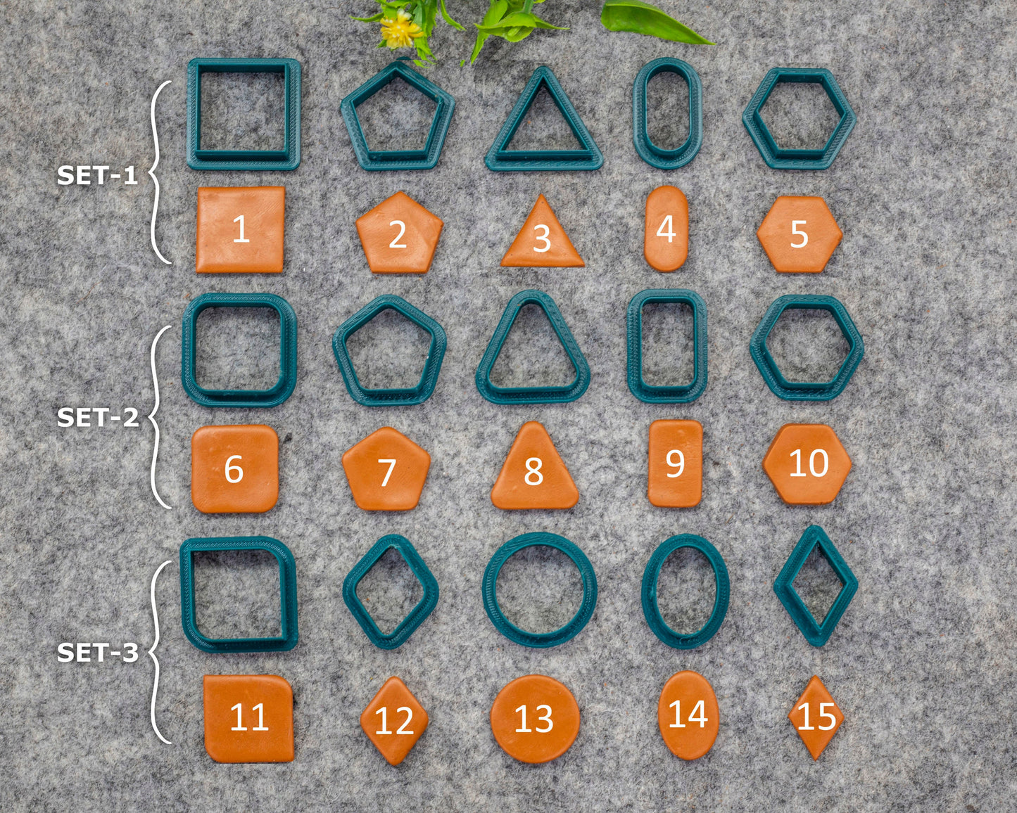 Basic Shape Polymer Clay Cutters: Circle, Square, Oval, Triangle, Hexagon