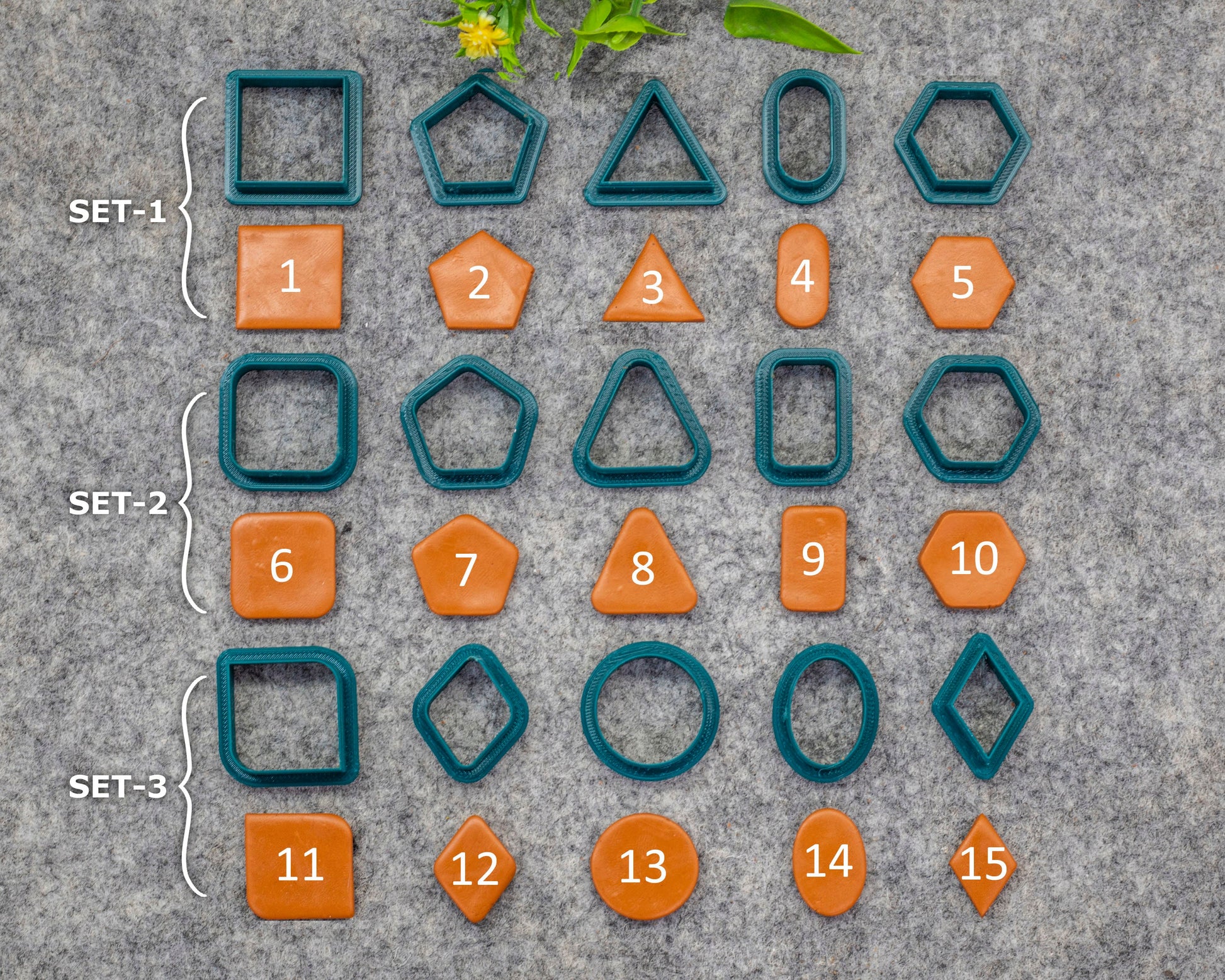 Basic Shape Polymer Clay Cutters: Circle, Square, Oval, Triangle, Hexagon