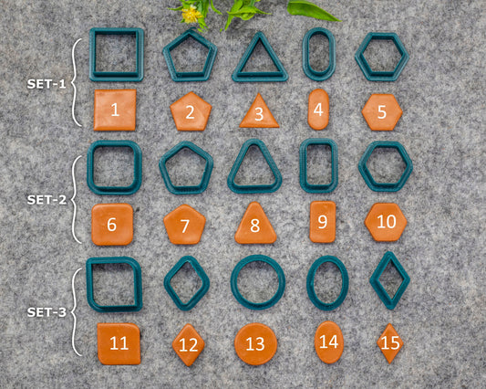 Basic Shape Polymer Clay Cutters: Circle, Square, Oval, Triangle, Hexagon