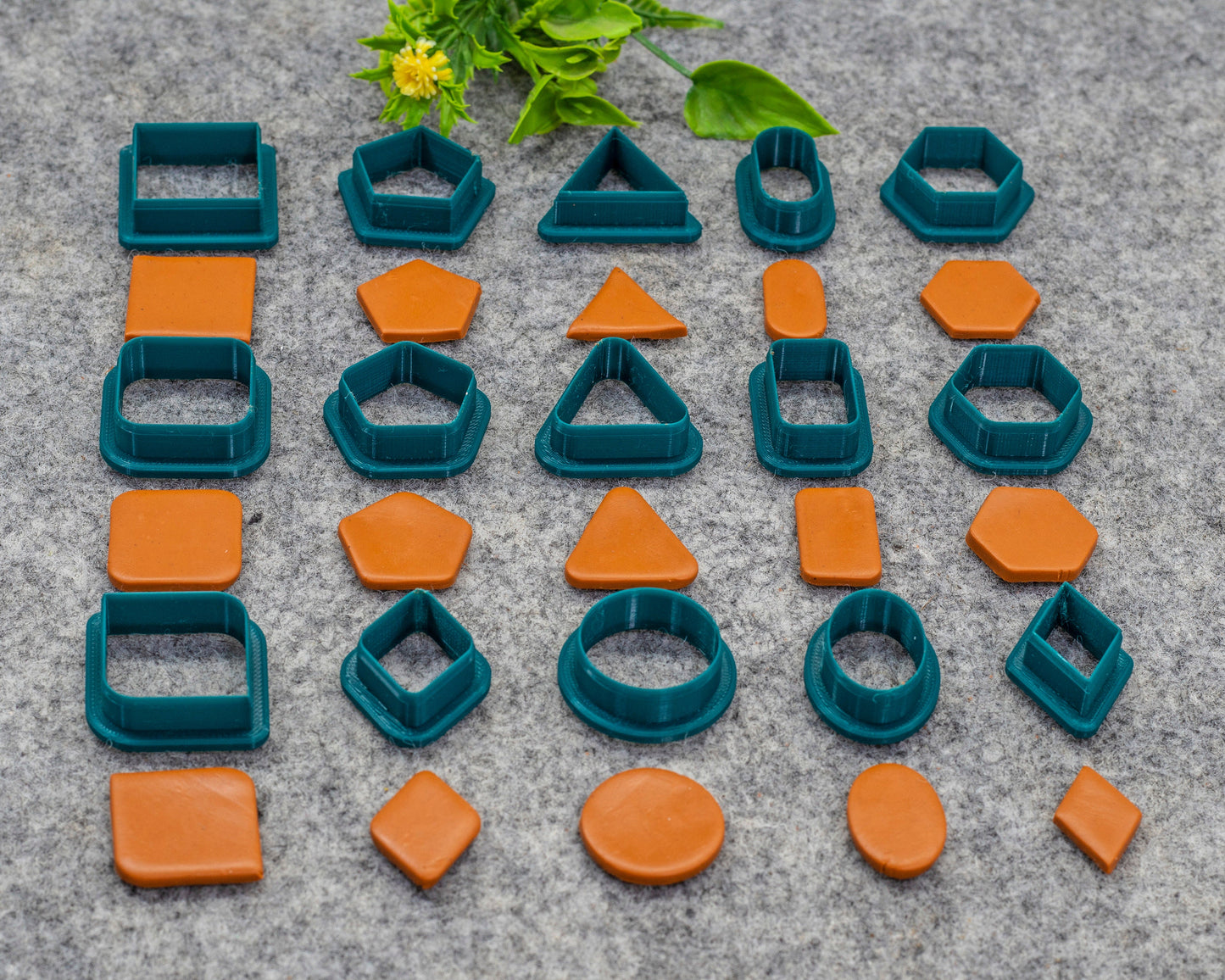 Basic Shape Polymer Clay Cutters: Circle, Square, Oval, Triangle, Hexagon