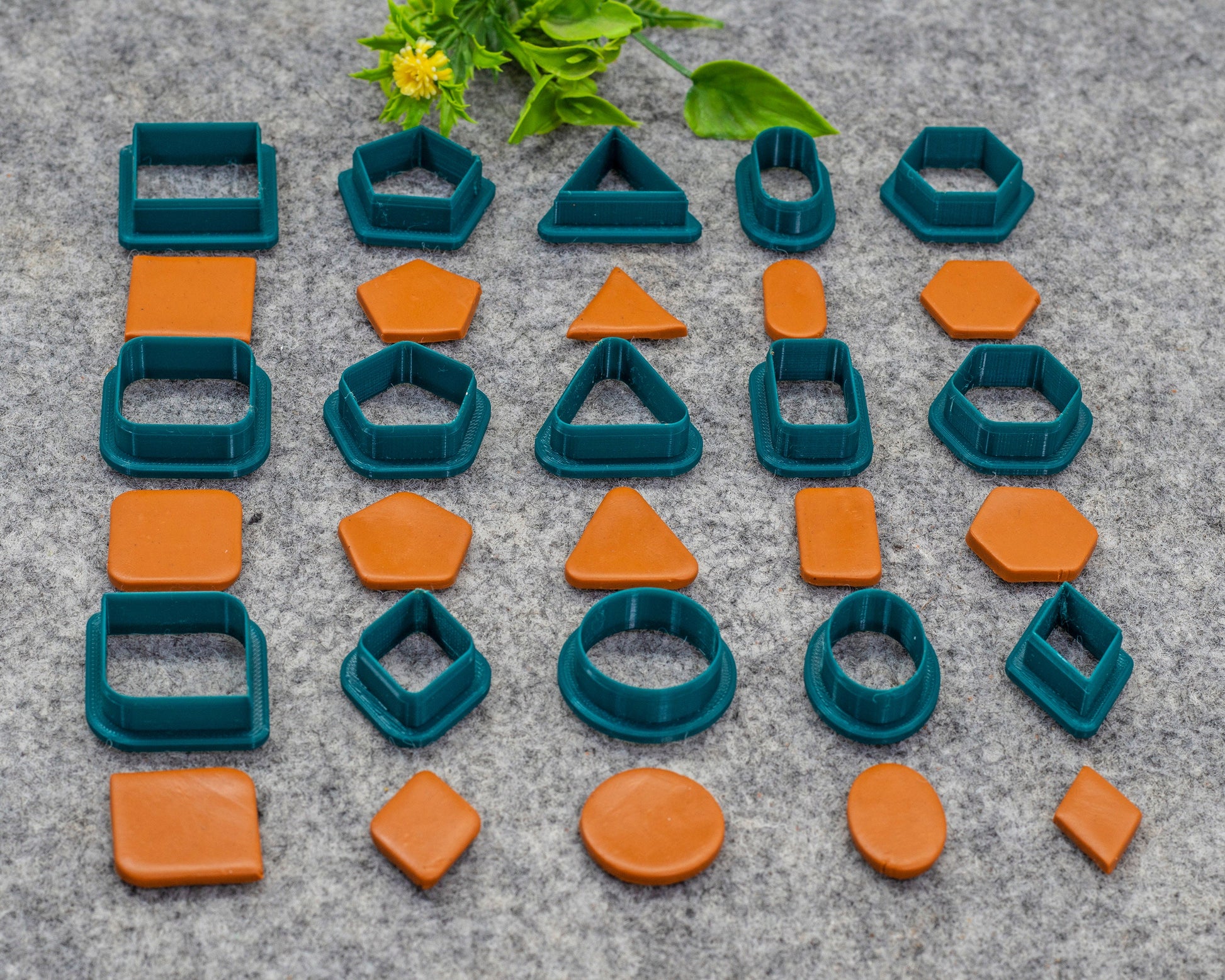 Basic Shape Polymer Clay Cutters: Circle, Square, Oval, Triangle, Hexagon