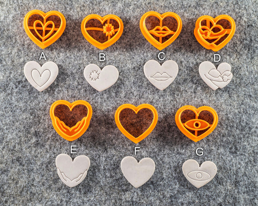 Heart shape Cutter, Embossed heart Polymer clay cutter, Earring cutter#605