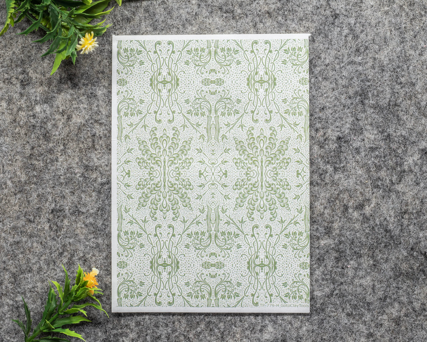 Watercolor Flowers Transfer Paper for Polymer Clay (4x5.5 inches) #779