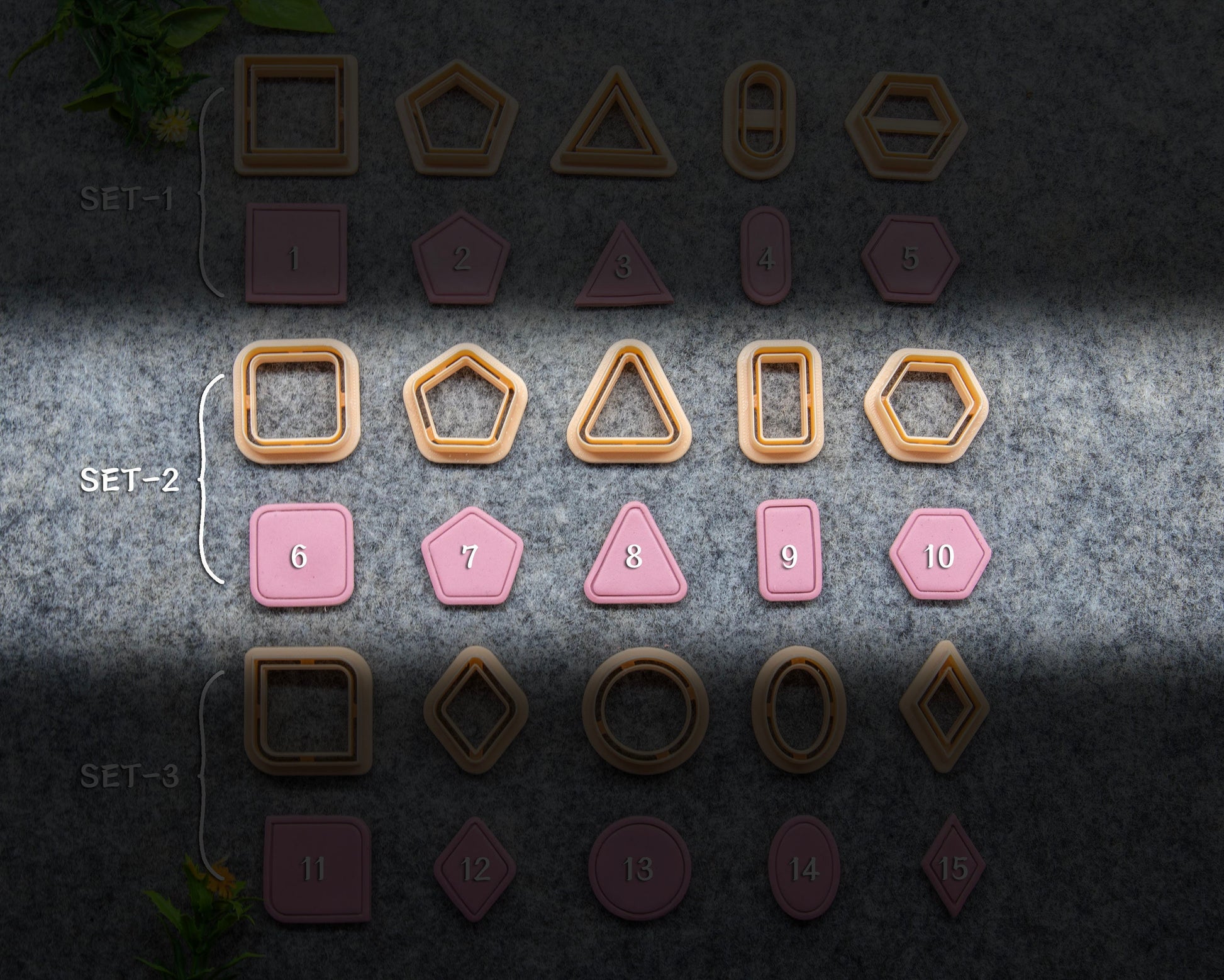 Basic Shape Polymer Clay Cutters: Circle, Square, Oval, Triangle #621