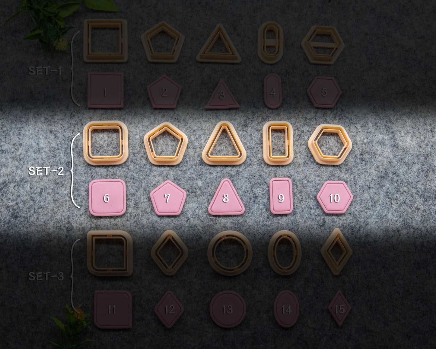 Basic shape Cutters with line for polymer clay | Polymer clay cutter | Clay Cutters Circle, Square, Oval, Triangle, hexagon capsule #621