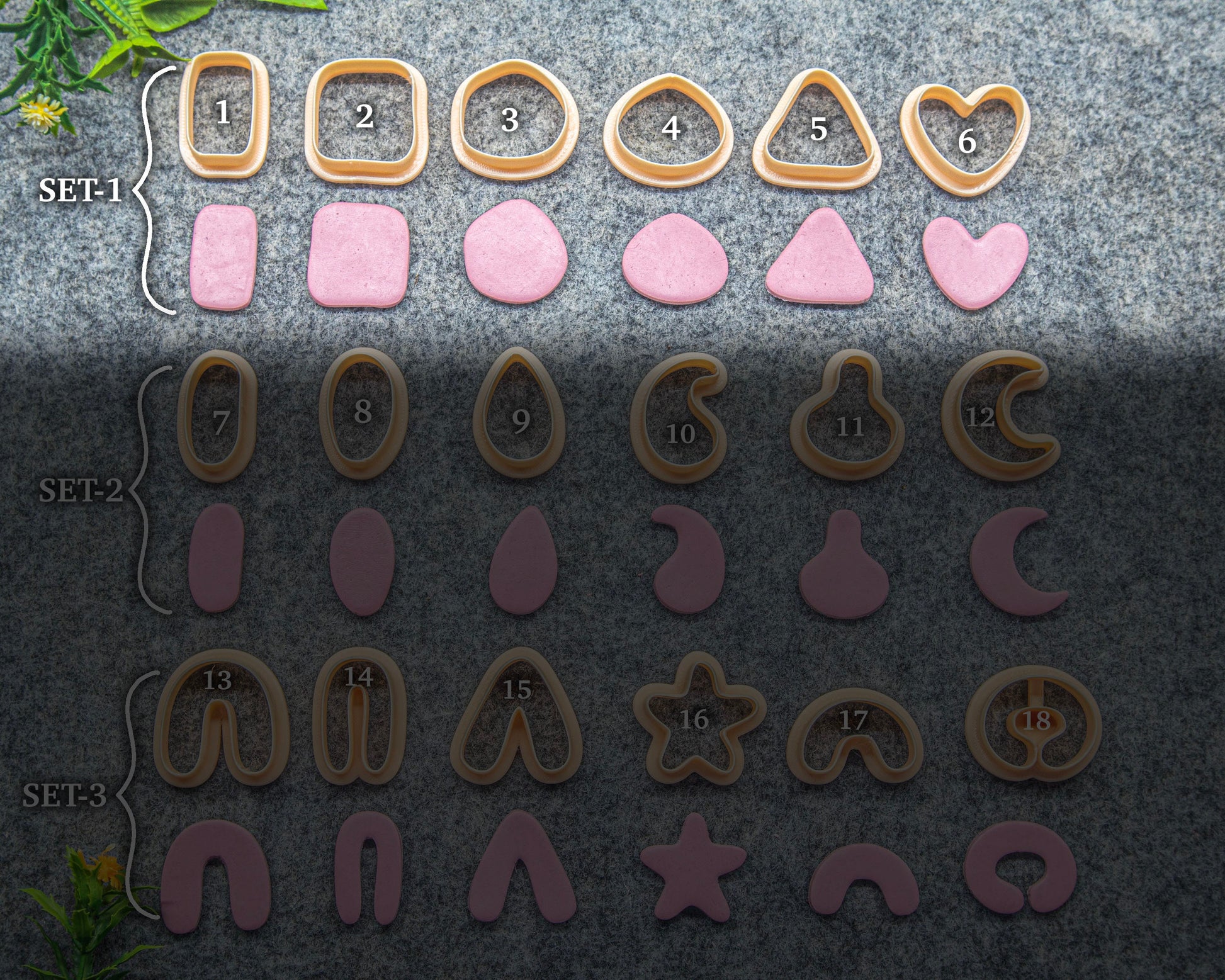 Organic Shape Polymer Clay Cutters: Natural Geometric Shapes #623