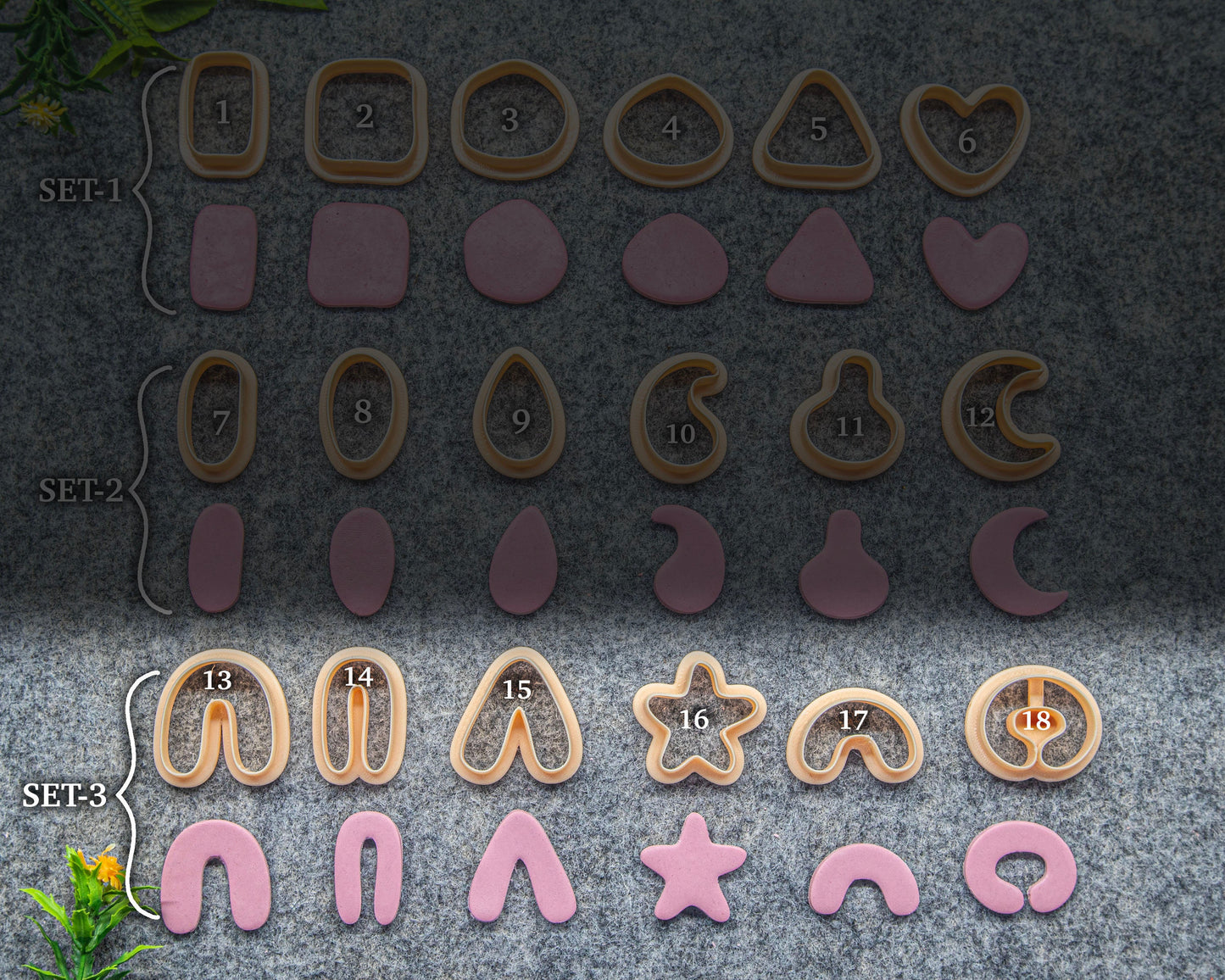 Organic Shape Polymer Clay Cutters: Natural Geometric Shapes #623