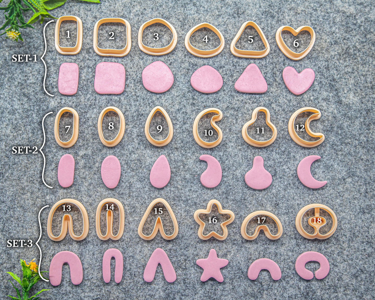 Organic Shape Polymer Clay Cutters: Natural Geometric Shapes #623