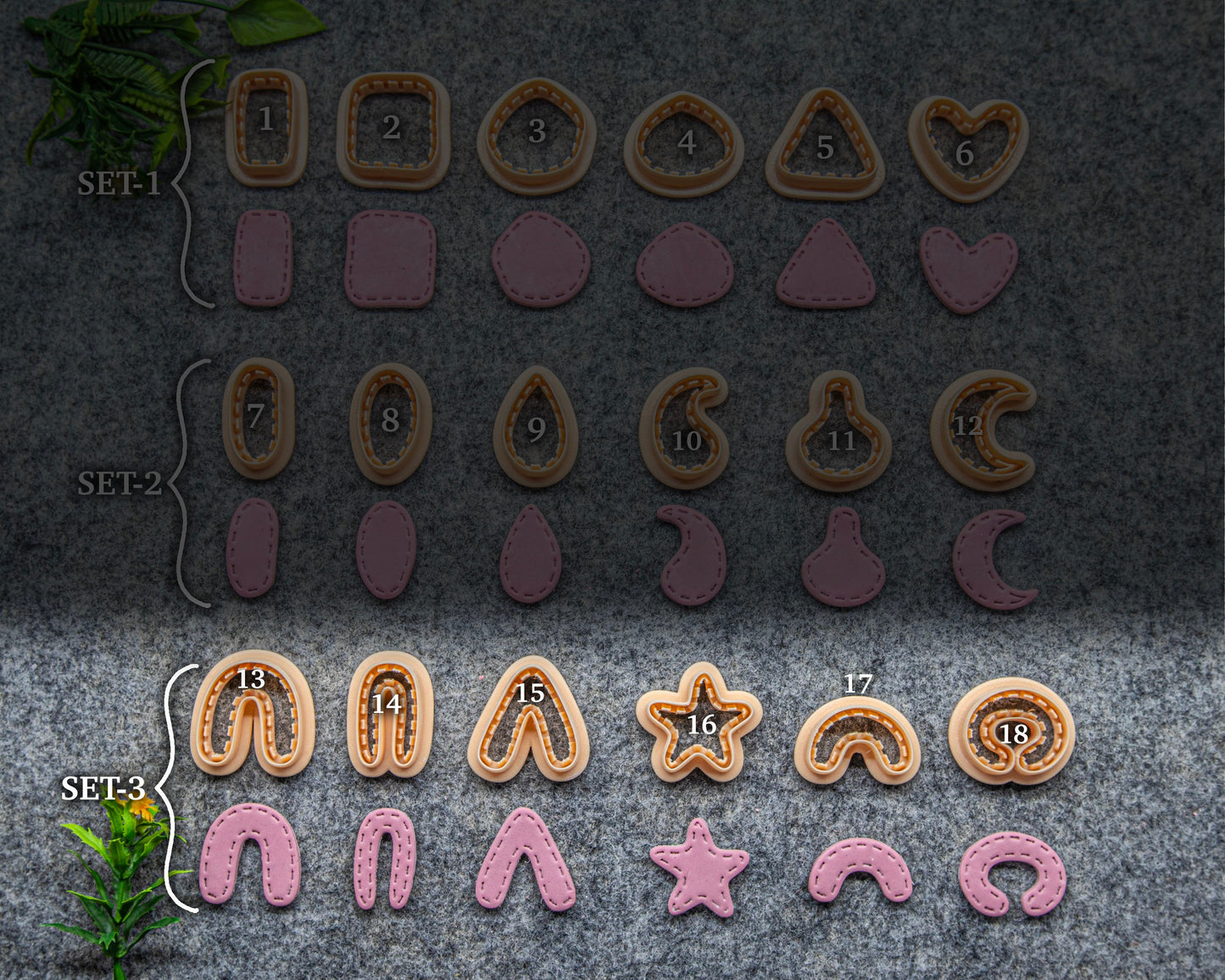 Organic shape cutter with Stiched line for polymer clay | Polymer clay cutter | Natural shape clay cutters #624