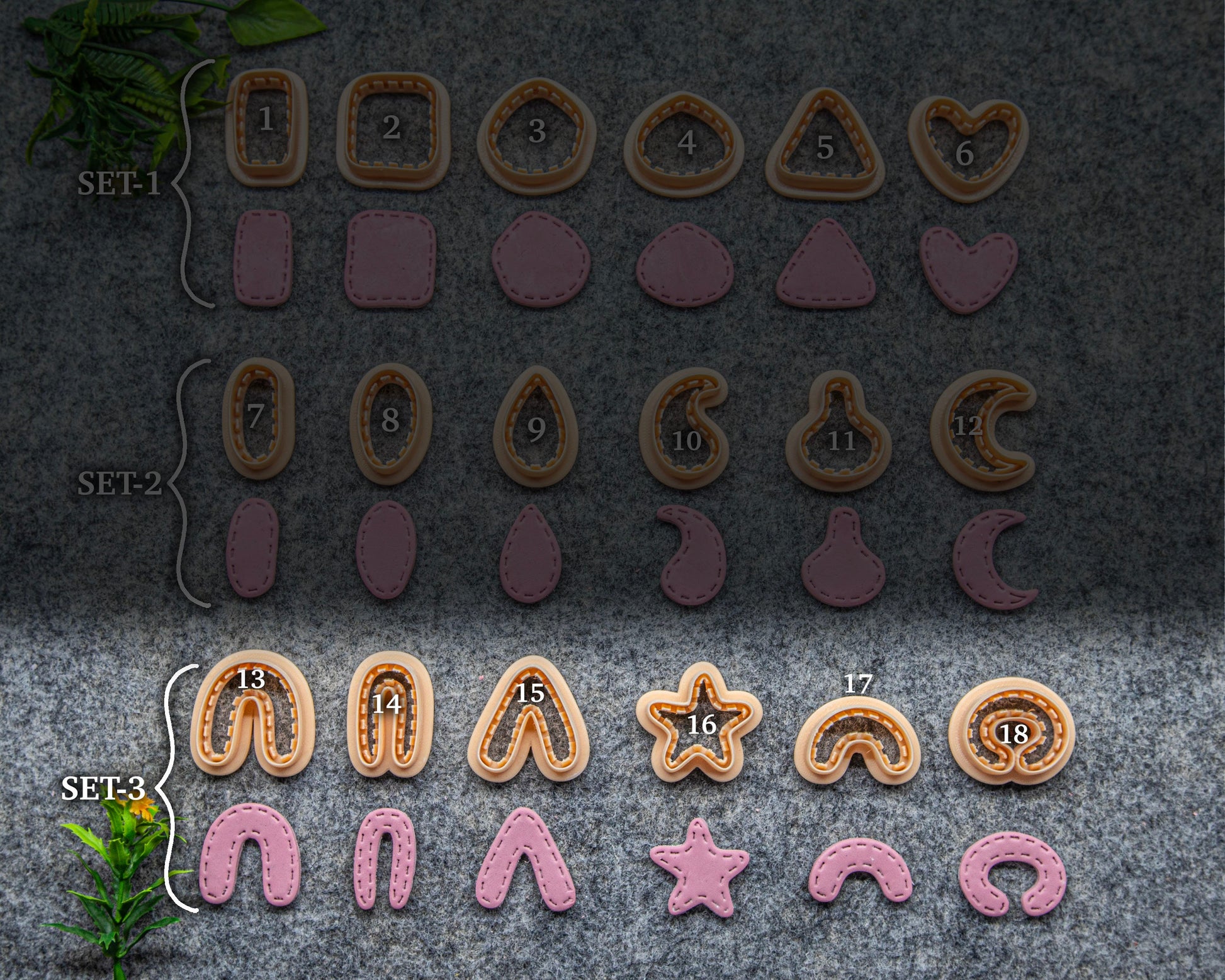 Organic shape cutter with Stiched line for polymer clay | Polymer clay cutter | Natural shape clay cutters #624