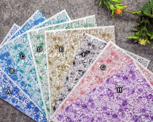 Watercolor Flowers Transfer Paper for Polymer Clay (4x5.5 inches) #778M
