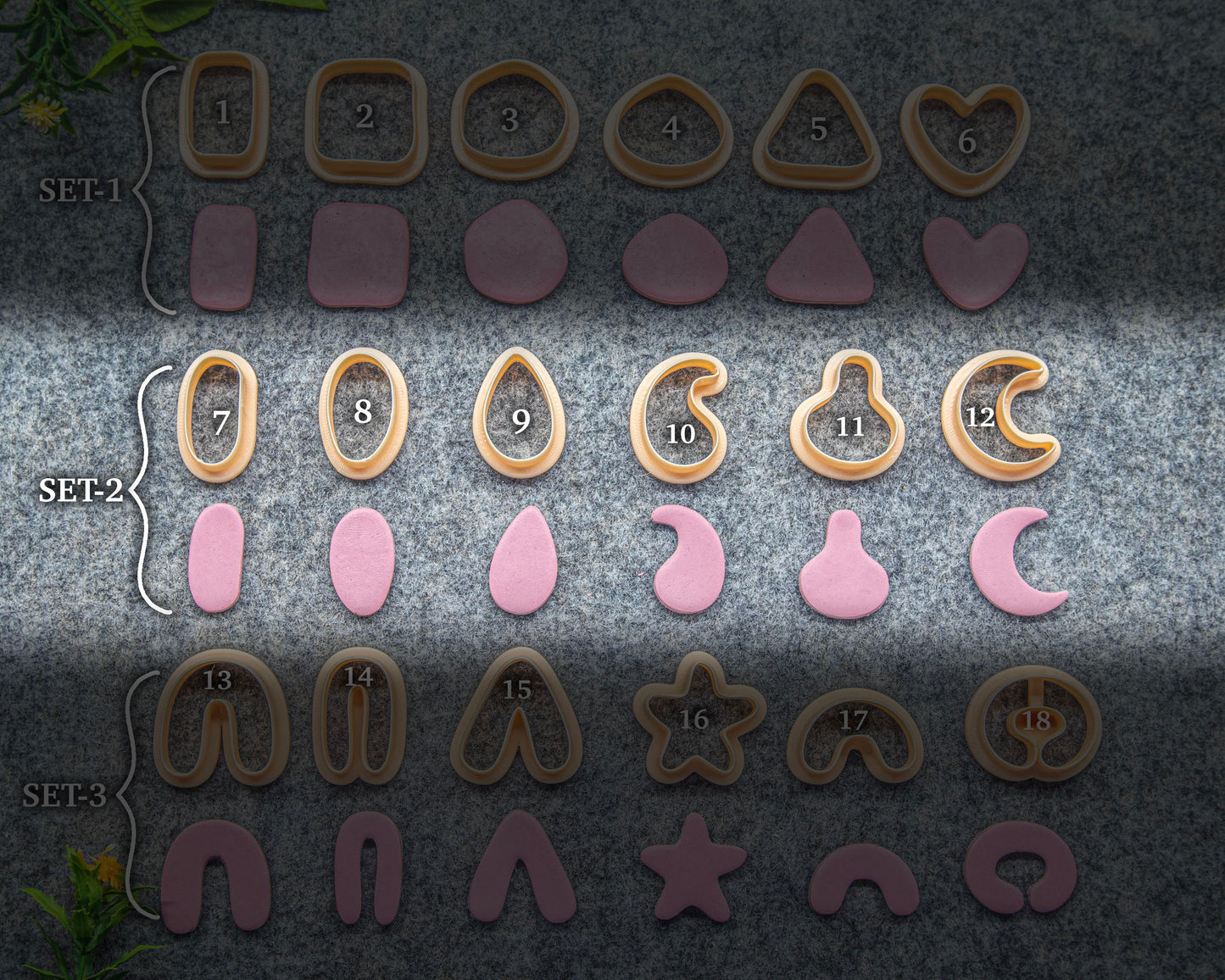 Organic Shape Polymer Clay Cutters: Natural Geometric Shapes #623