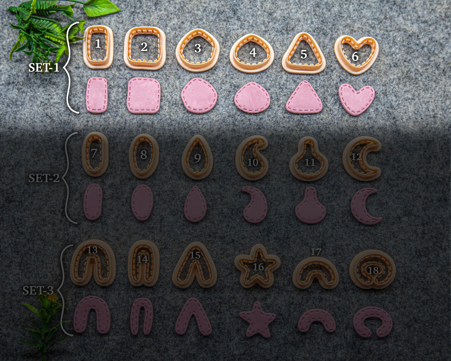 Stitched Outline Polymer Clay Cutter: Organic Shapes #624