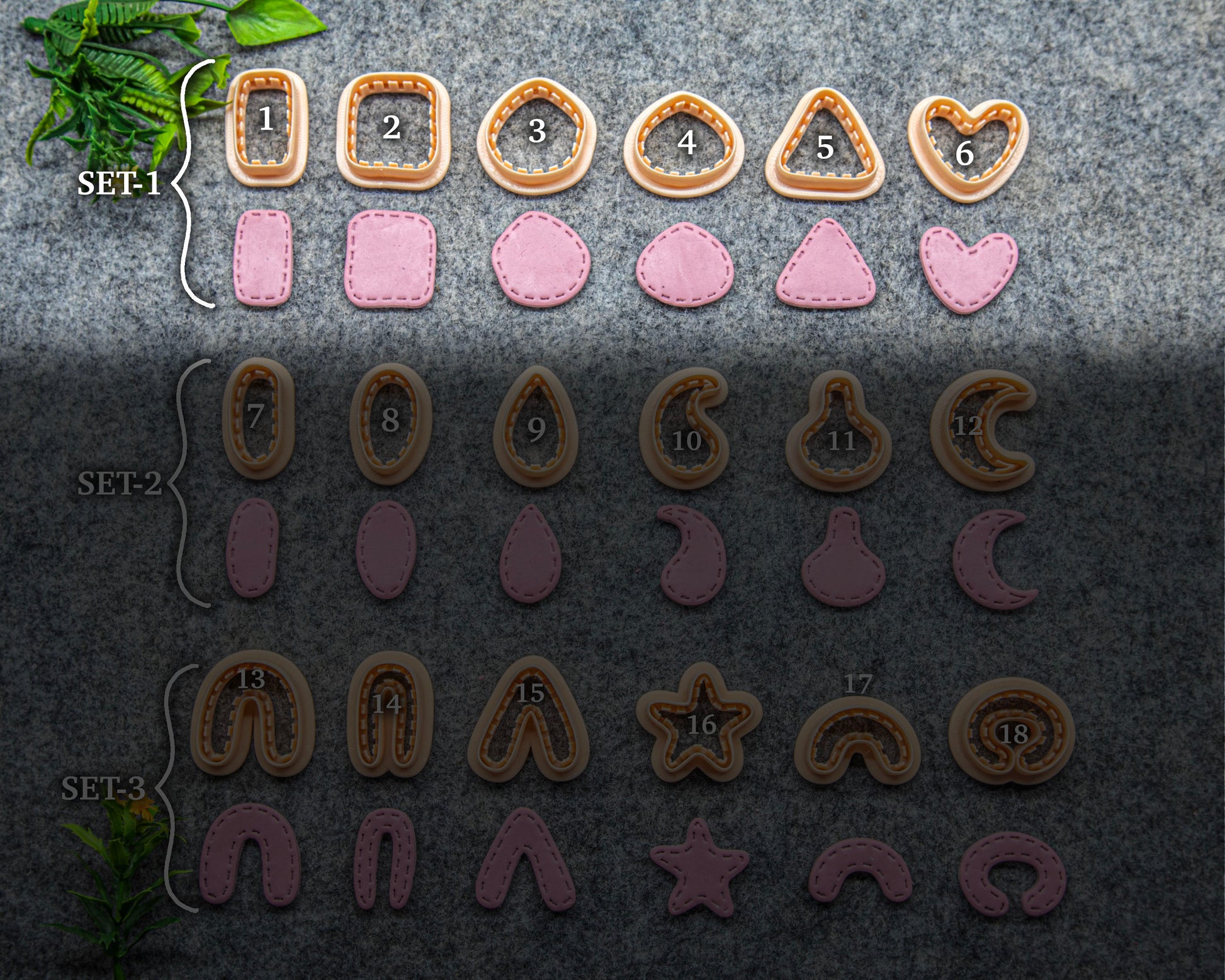 Stitched Outline Polymer Clay Cutter: Organic Shapes #624