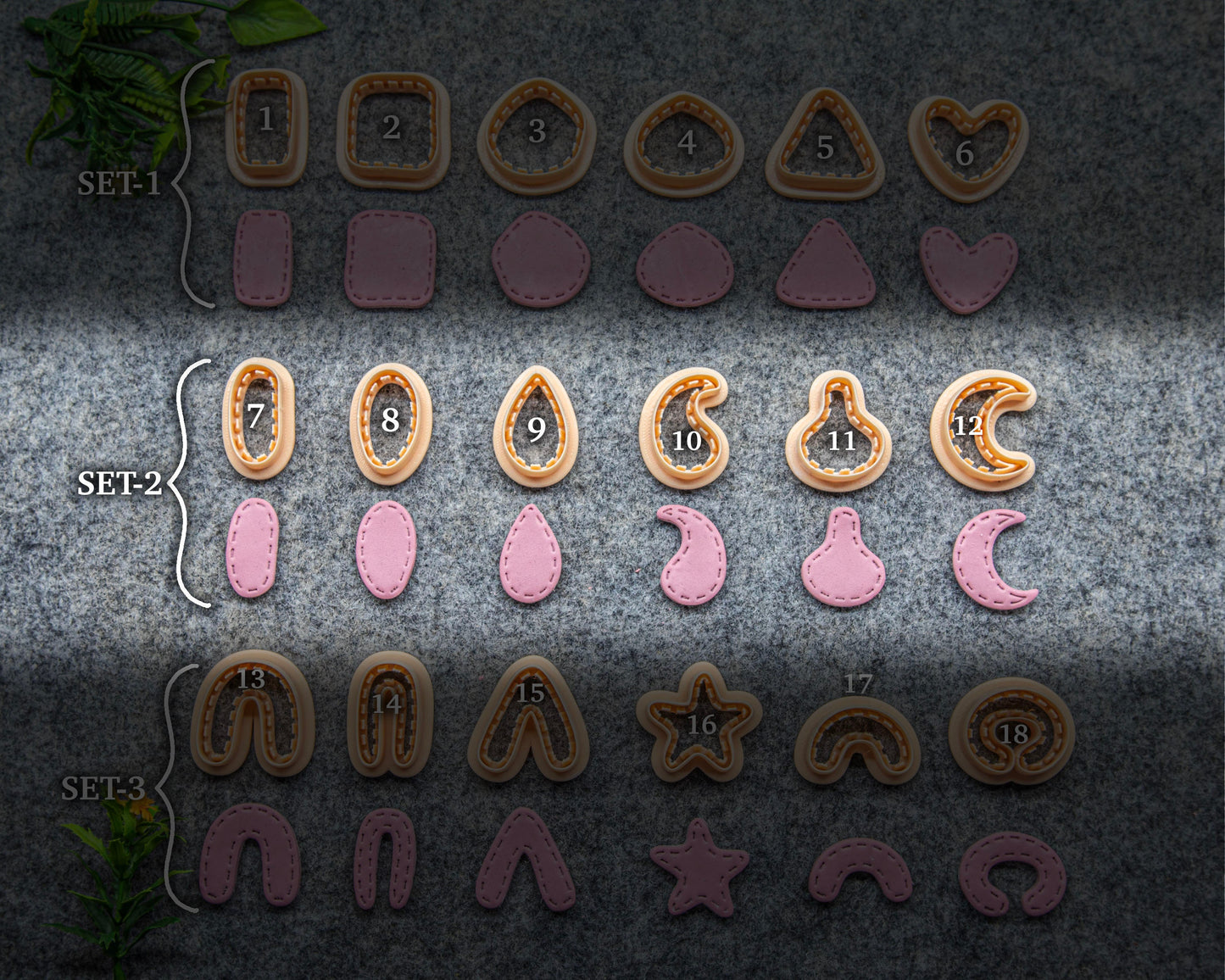 Organic shape cutter with Stiched line for polymer clay | Polymer clay cutter | Natural shape clay cutters #624