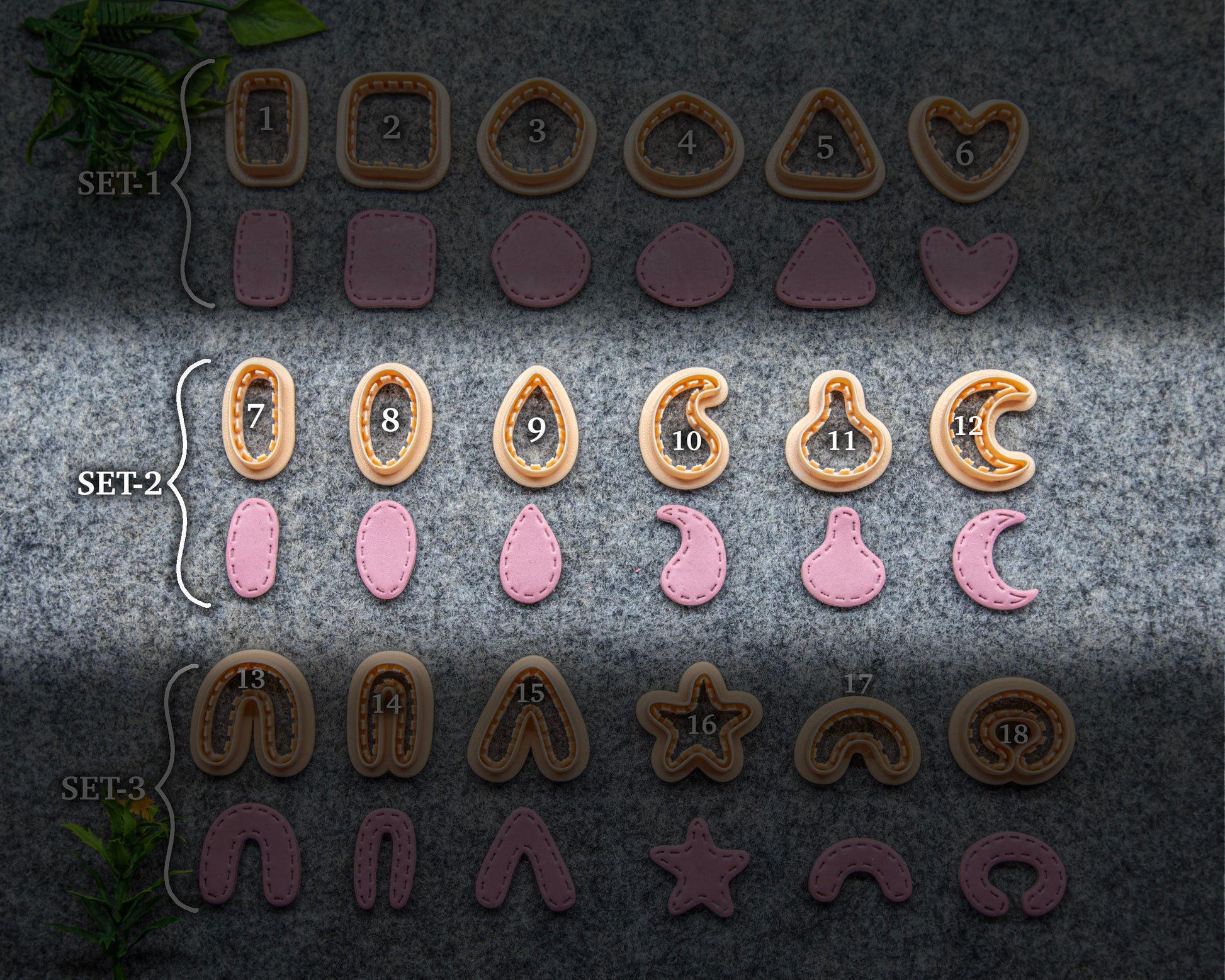 Organic shape cutter with Stiched line for polymer clay | Polymer clay cutter | Natural shape clay cutters #624