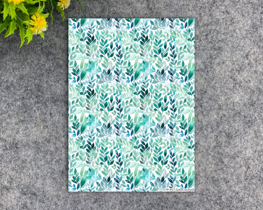 Transfer paper for polymer clay, warercolor leaves , water soluble transfer paper, polymer clay image transfers, magic transfer paper #867
