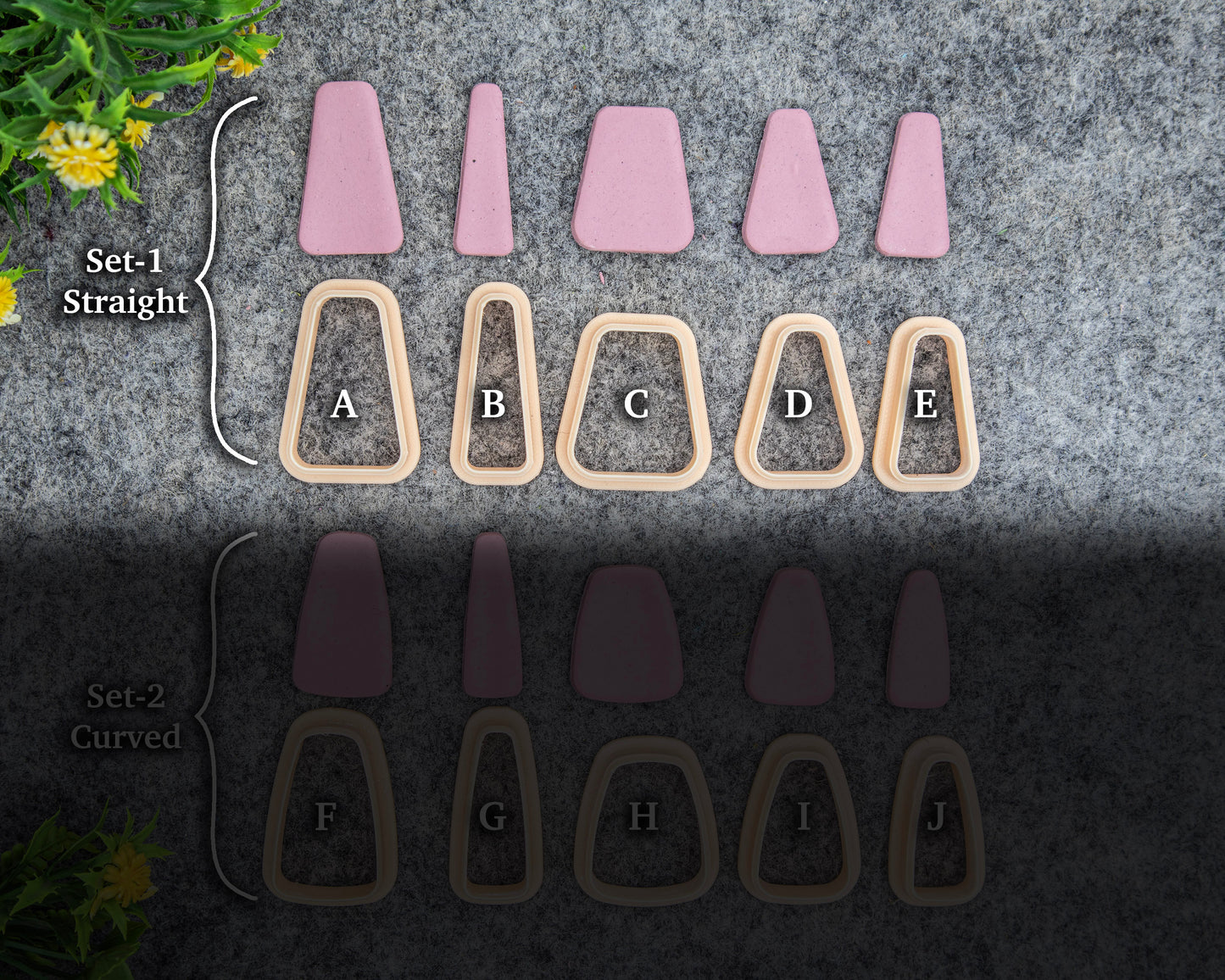 Triangle Dangle Polymer Clay Cutters: Straight & Curved Shapes #651